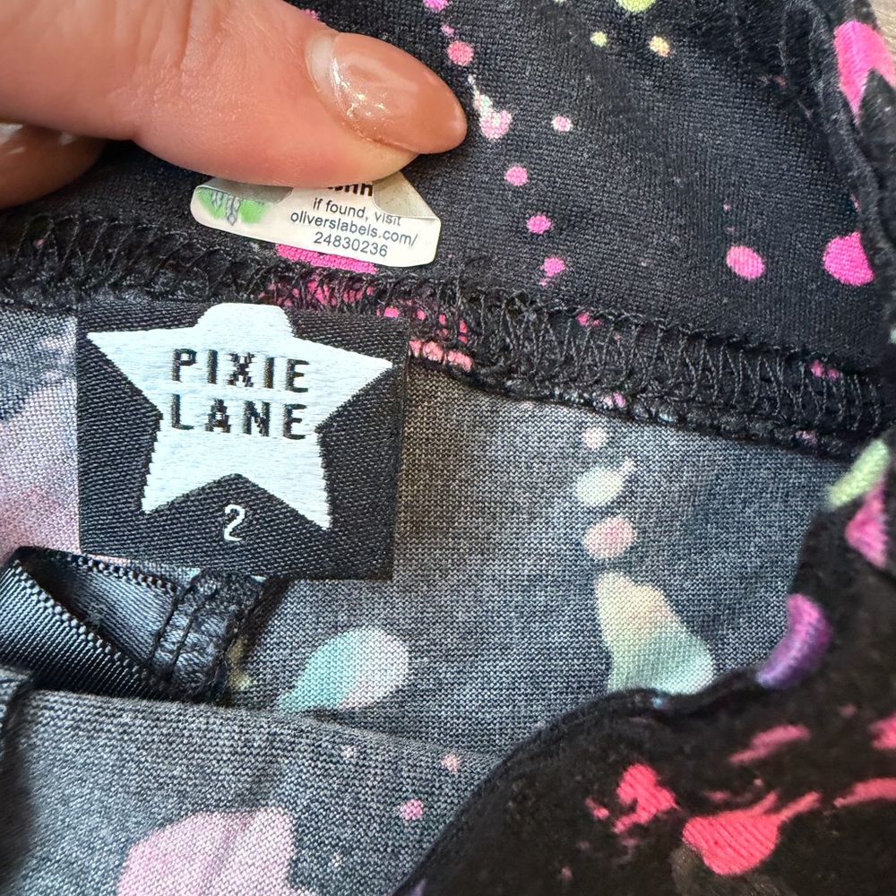 Pixie Lane Black Paint-Splash Two-Piece Active Set - Picture 4 of 8